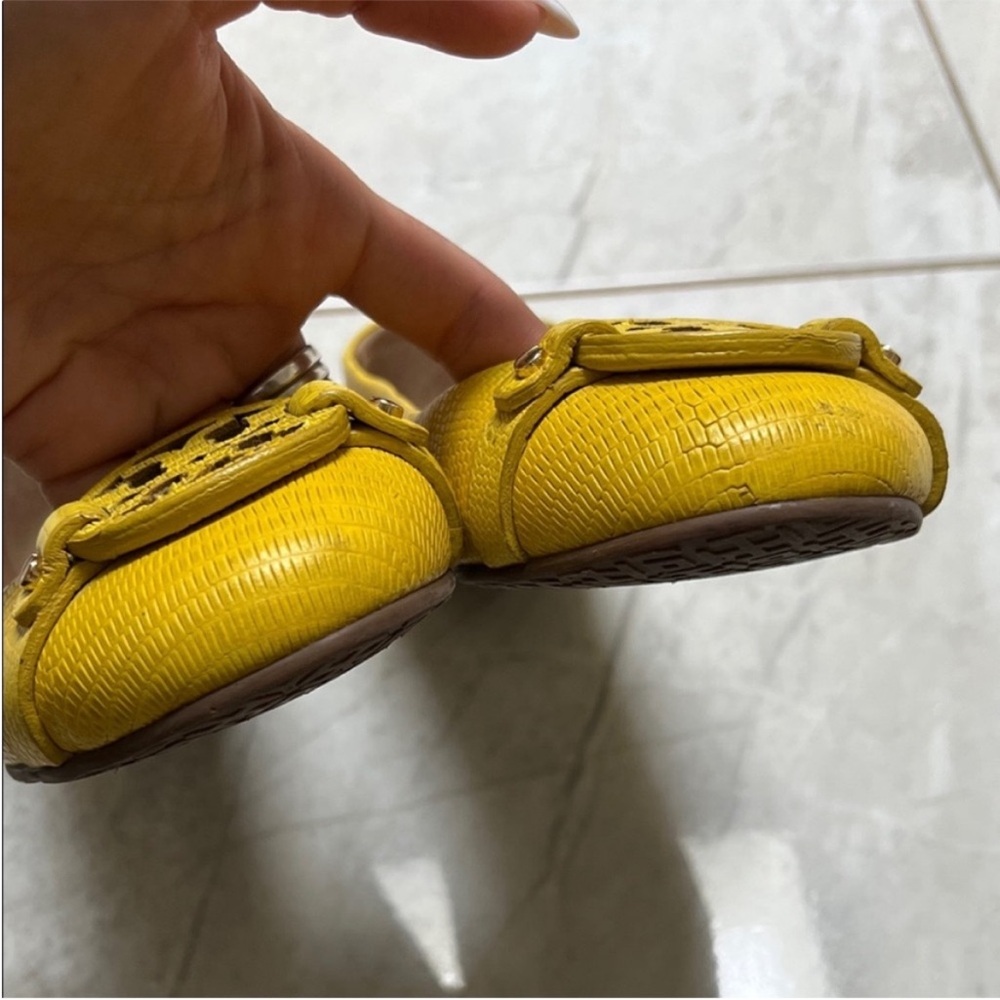 Tory Burch | Women’s Size 7.5 Mini Miller Reptile Mustard Yellow Ballet Flats - Picture 11 of 11